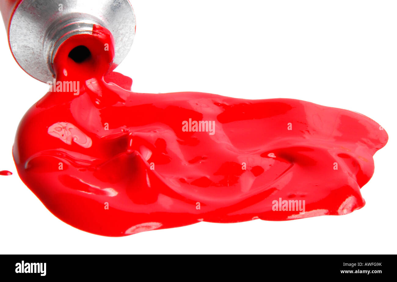 Red acrylic paint Stock Photo