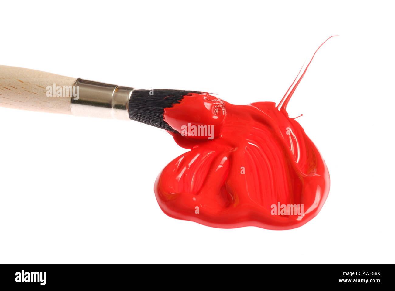 Paintbrush, red pain Stock Photo
