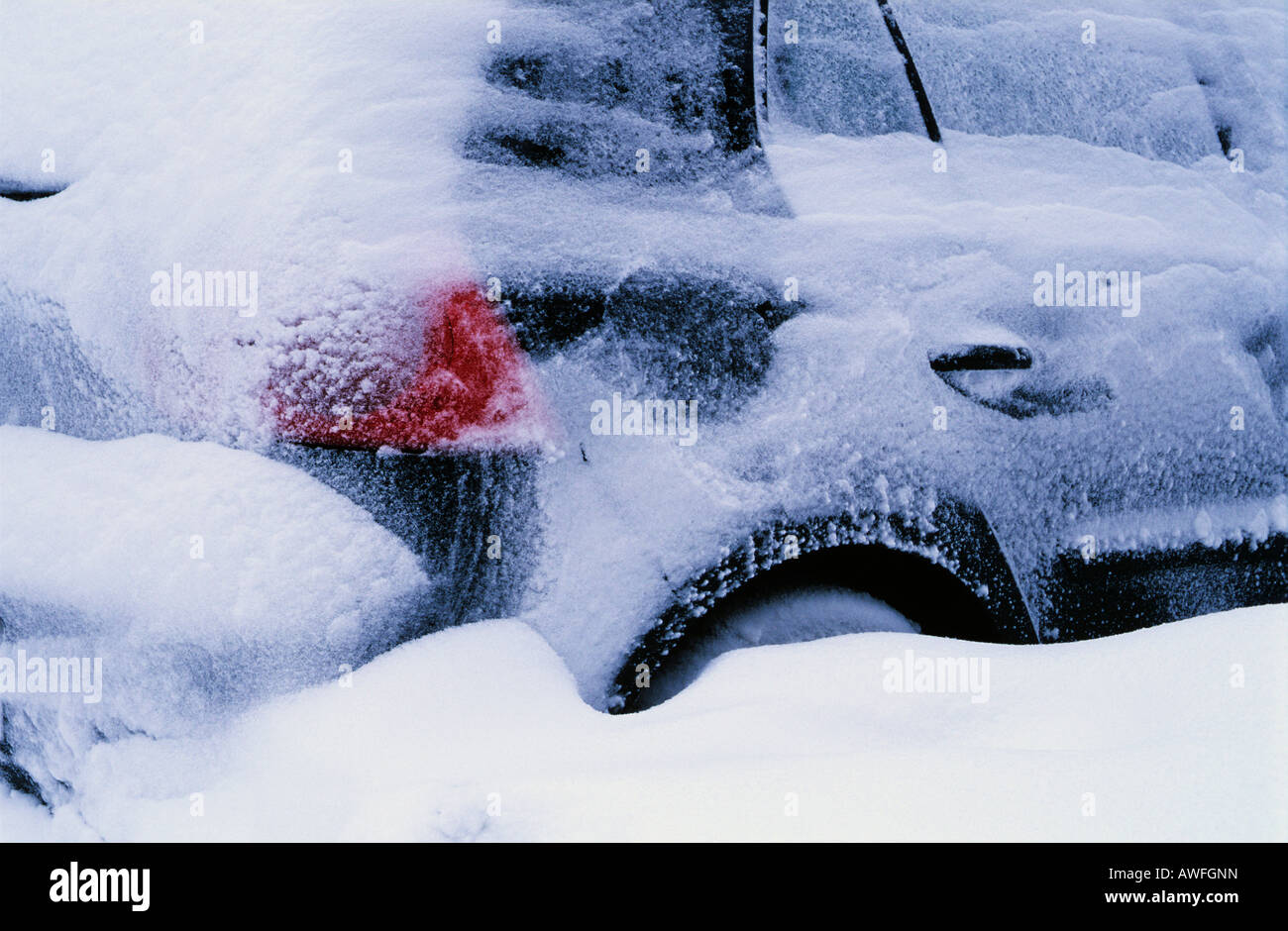 Snow-covered car Stock Photo