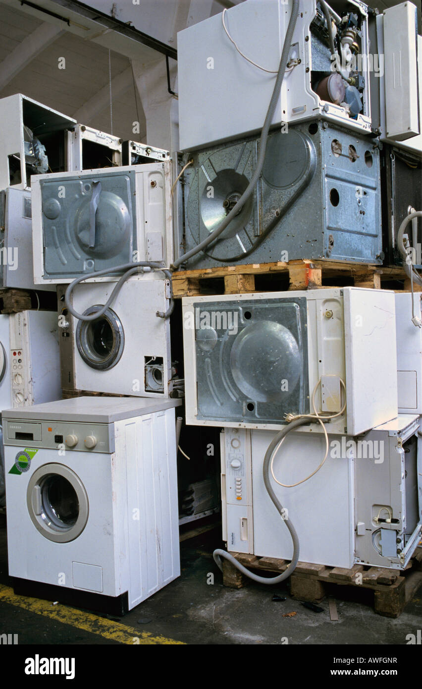 Washing machine disposal at a collection site for old washing machines  Stock Photo - Alamy