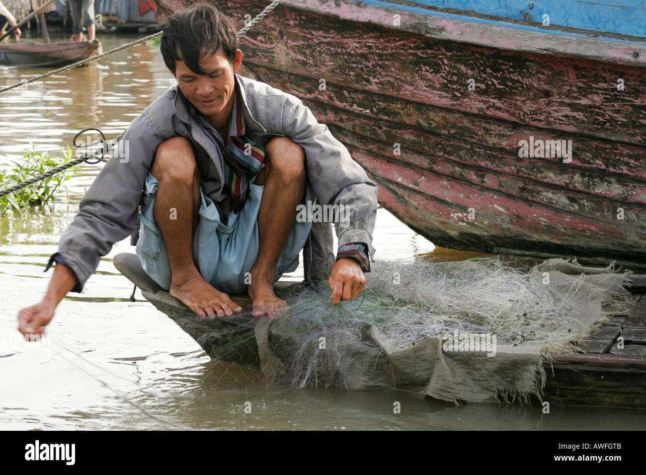 Fisherman Mekong Delta Stock Photo - Alamy