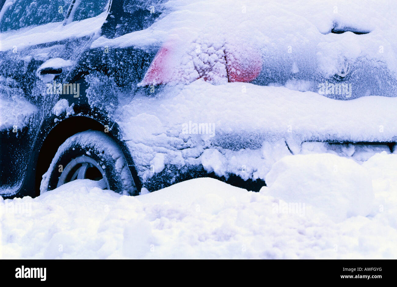 Snow-covered car Stock Photo