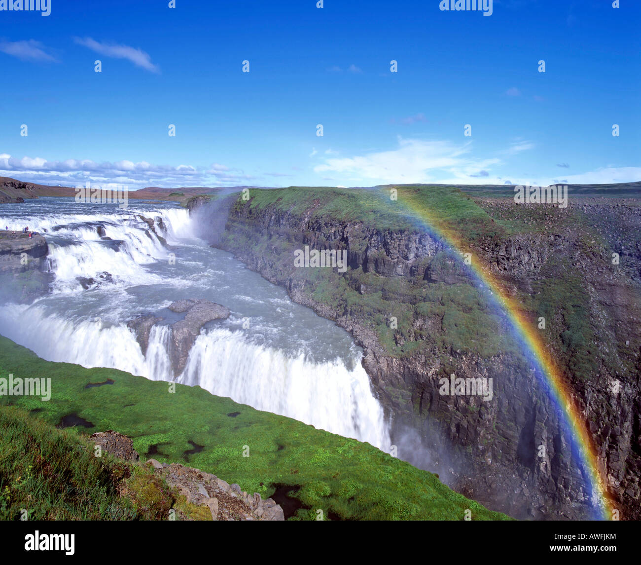 Rainbow over Gullfoss Waterfall, HvítáFluss, Haukadalur, southern