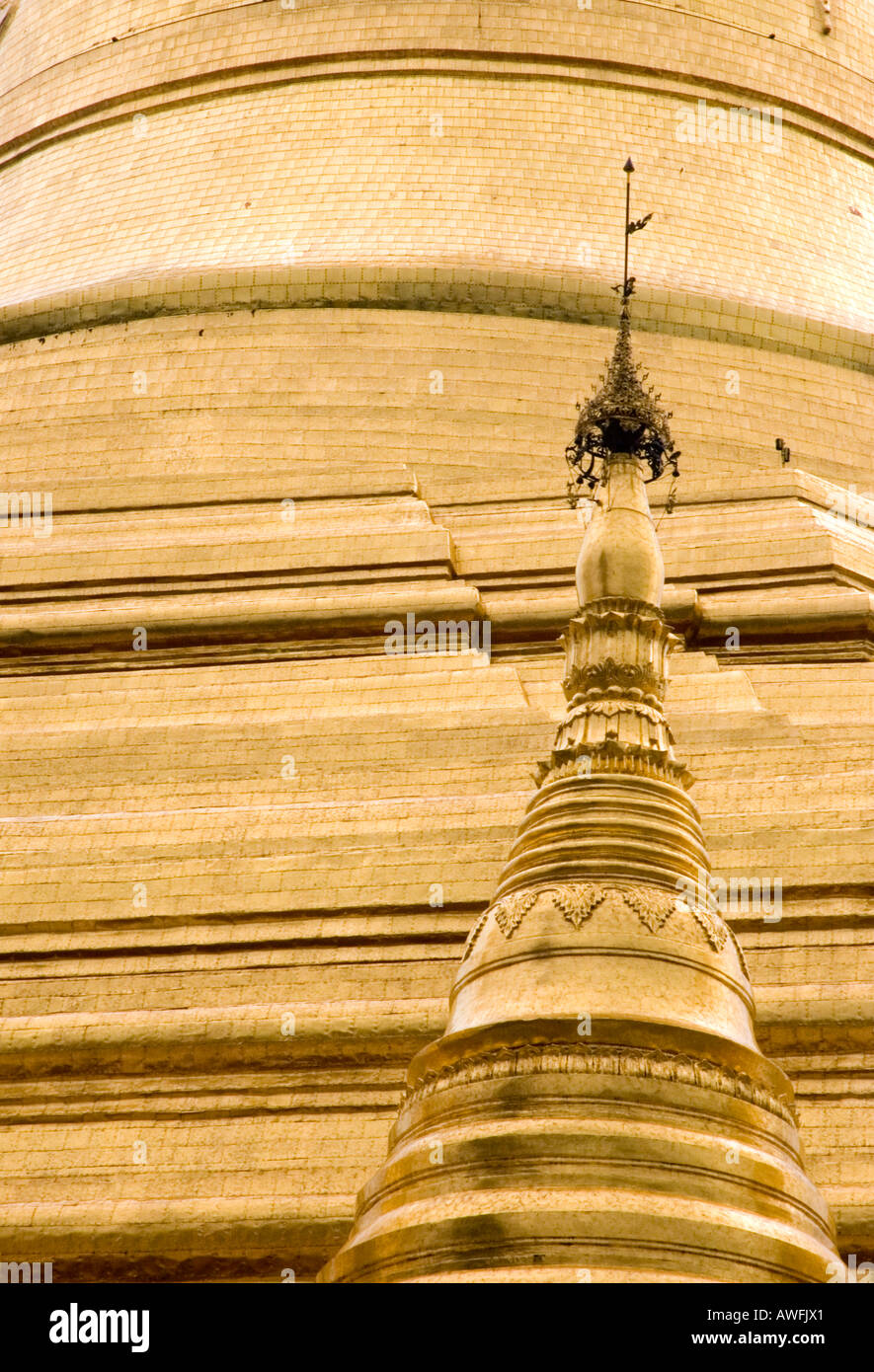 Stock photograph of the gold plates of the golden Shwedagon Pagoda in