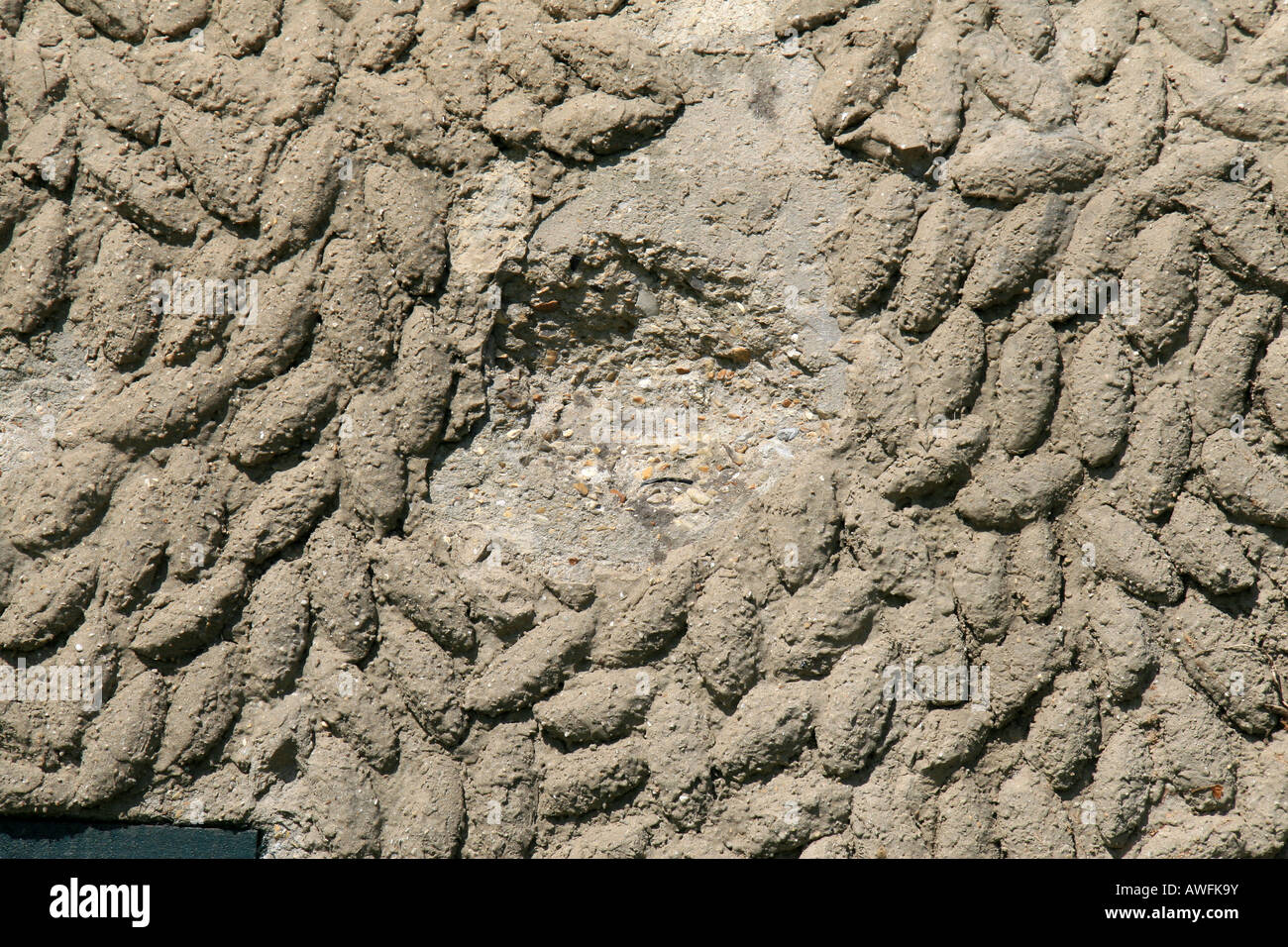 Impact damage to one of the concrete casements at the Merville Battery, Normandy. Stock Photo
