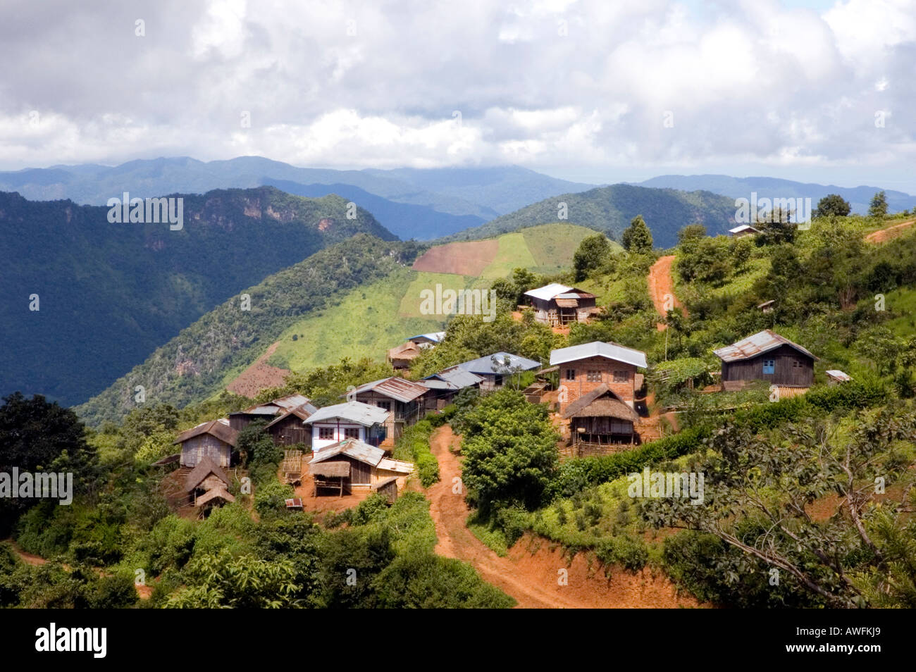 Stock photograph of Yar Thait village of the Palaung hill tribe near Kalaw in Myanmar Stock Photo