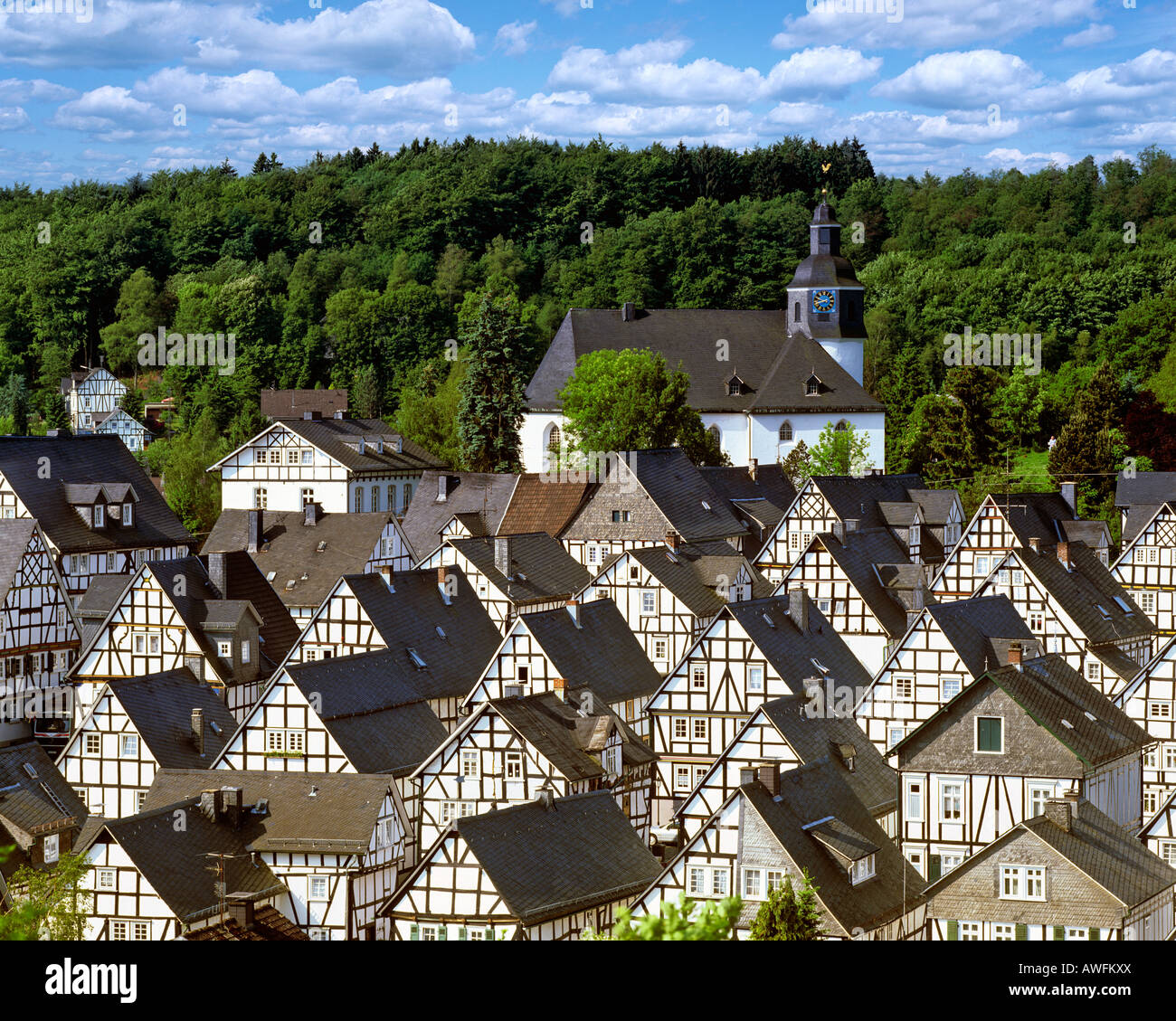 Fachwerkstyle houses in the historic centre of the town of Freudenberg