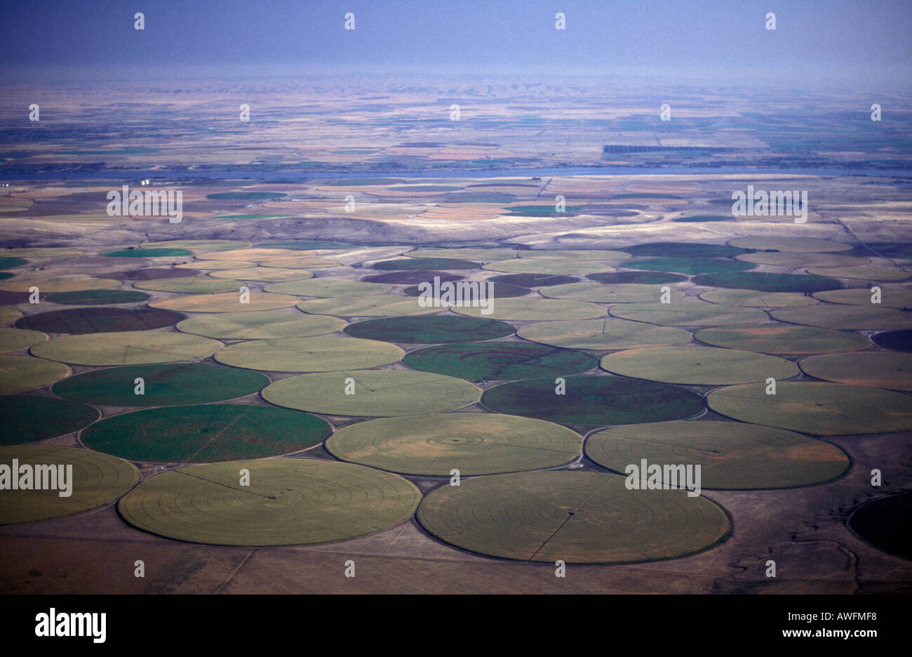 Crop circles, eastern Washington near the Columbia River. Stock Photo
