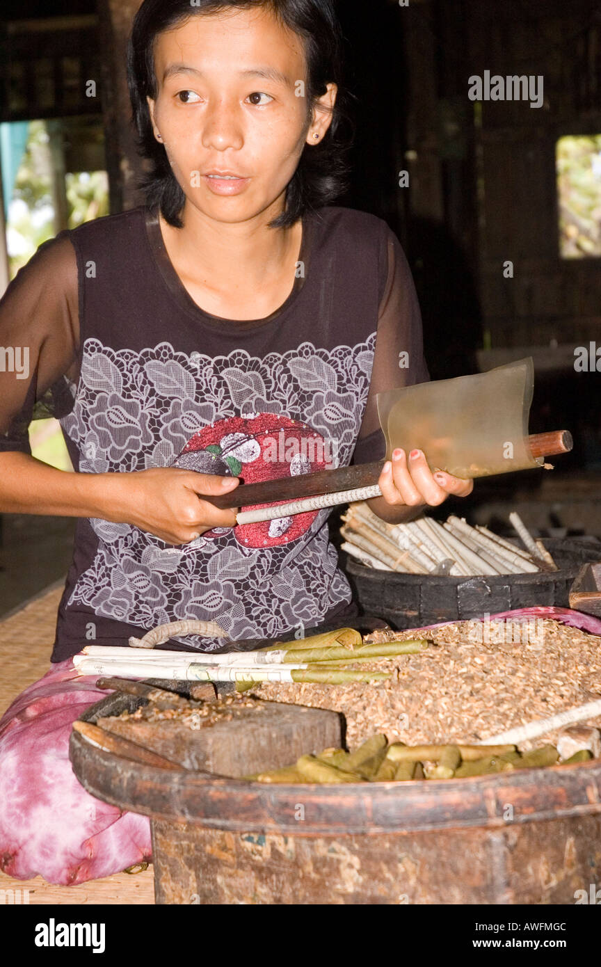 Jr Cheroot Stock photograph of a young woman or girl making cheroots in a local ...