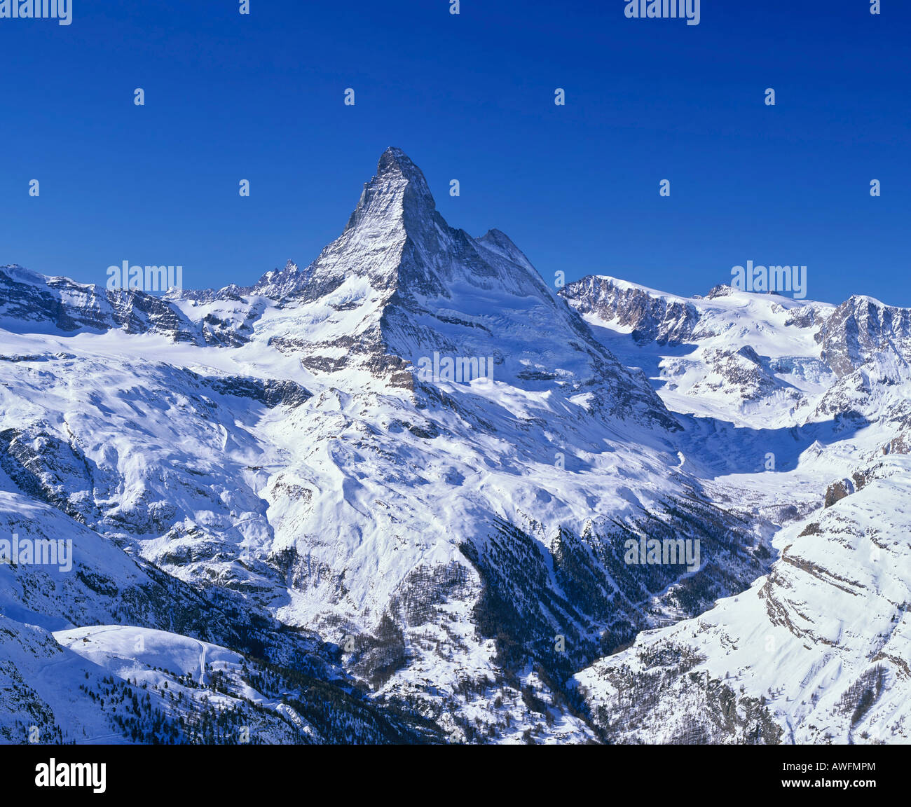 The Matterhorn seen from Mt. Rothorn, Valais Alps, Zermatt, Valais, Switzerland, Europe Stock Photo