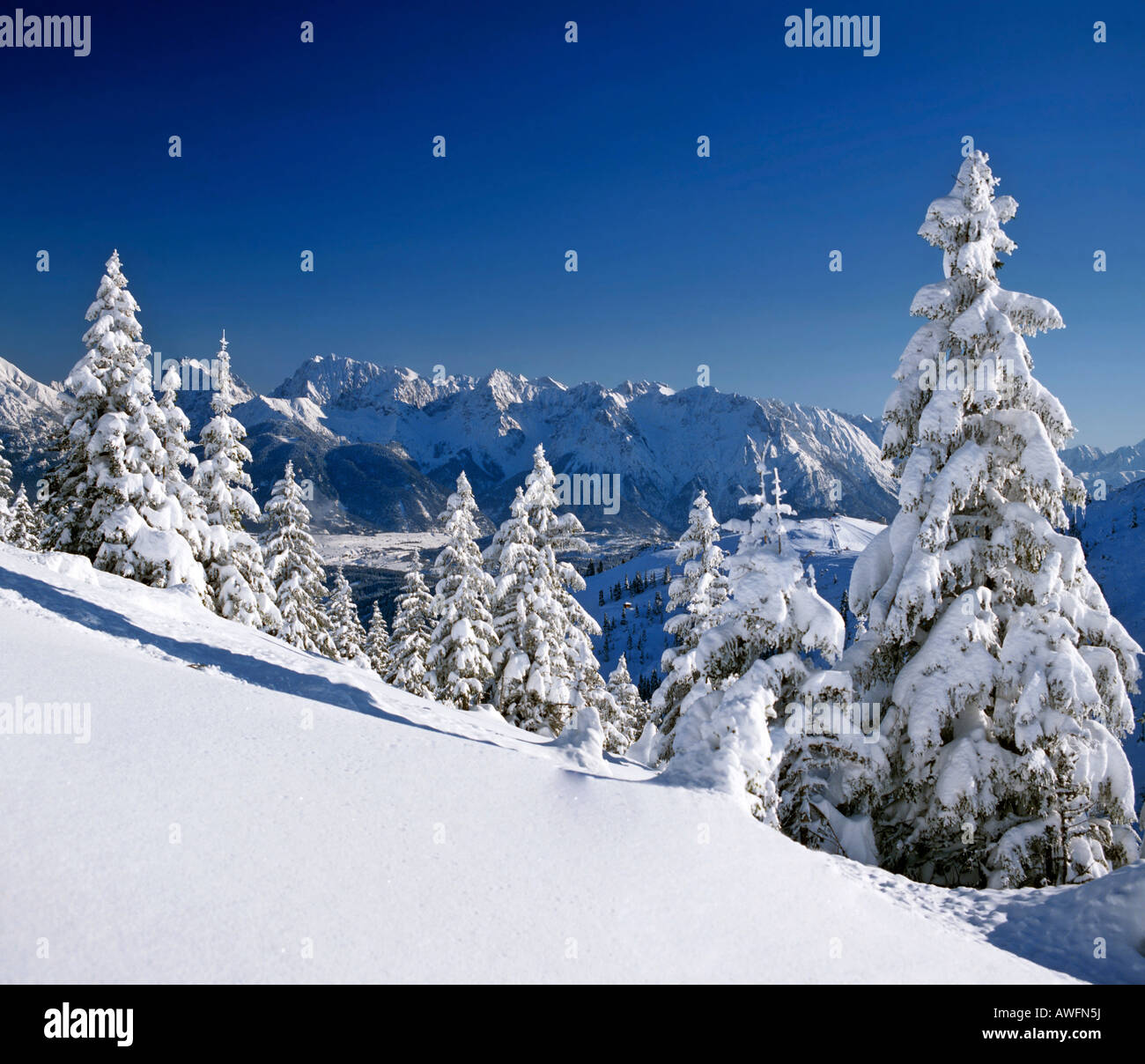 Winter landscape on Mt. Wank, Ester Range, Garmisch-Partenkirchen ...