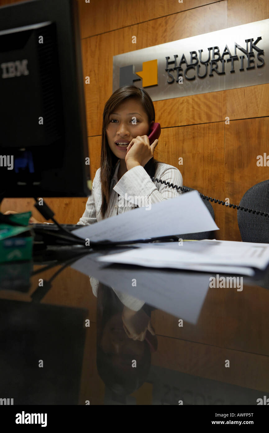 Duong Thy, secretary of the Habubank Securities, Hanoi, Vietnam, Asia Stock Photo