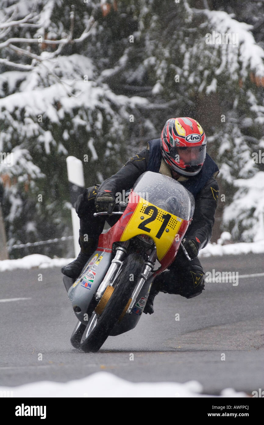 Vintage motorcycle, Ducati 450, built 1969, Jochpass Memorial 2007, Bad Hindelang, Bavaria, Germany Stock Photo