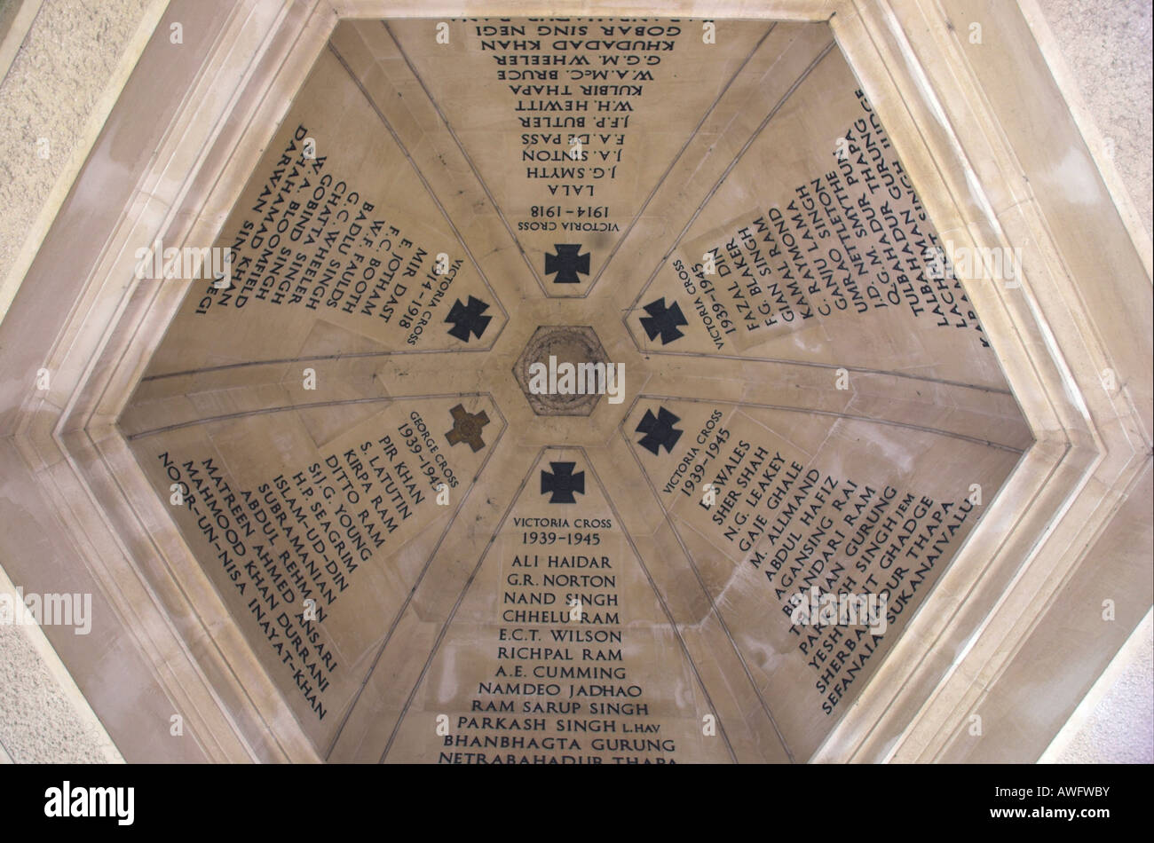 The Names Of Victoria Cross Winners In The Ceiling Of The Memorial