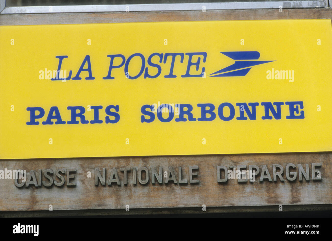 Post Office sign Sorbonne Paris France National government Stock Photo