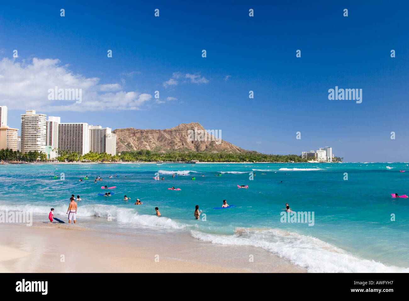 Waikiki Beach & Diamond Head O'ahu Hawaiian Islands Stock Photo - Alamy