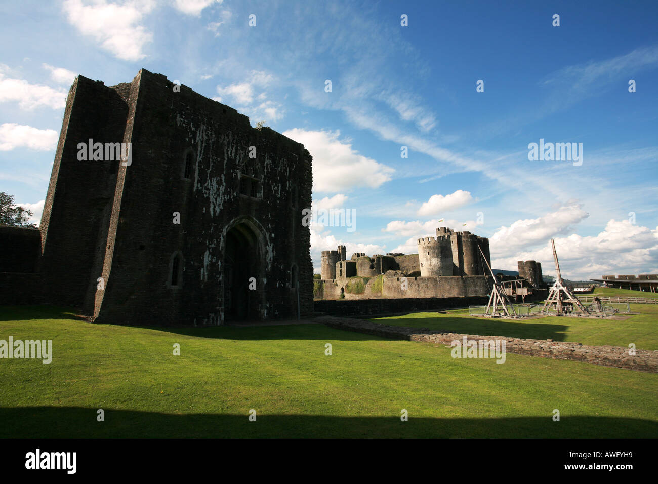 the-grounds-of-caerphilly-castle-with-ancient-medieval-ruins-and-wooden