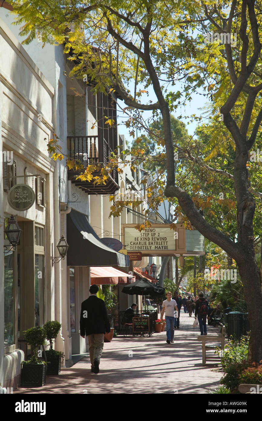 CALIFORNIA Santa Barbara People walking State Street shopping district