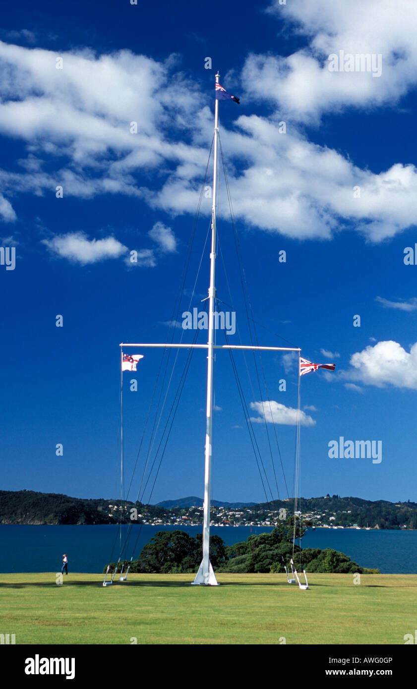Flagpole Waitangi Northland New Zealand Stock Photo