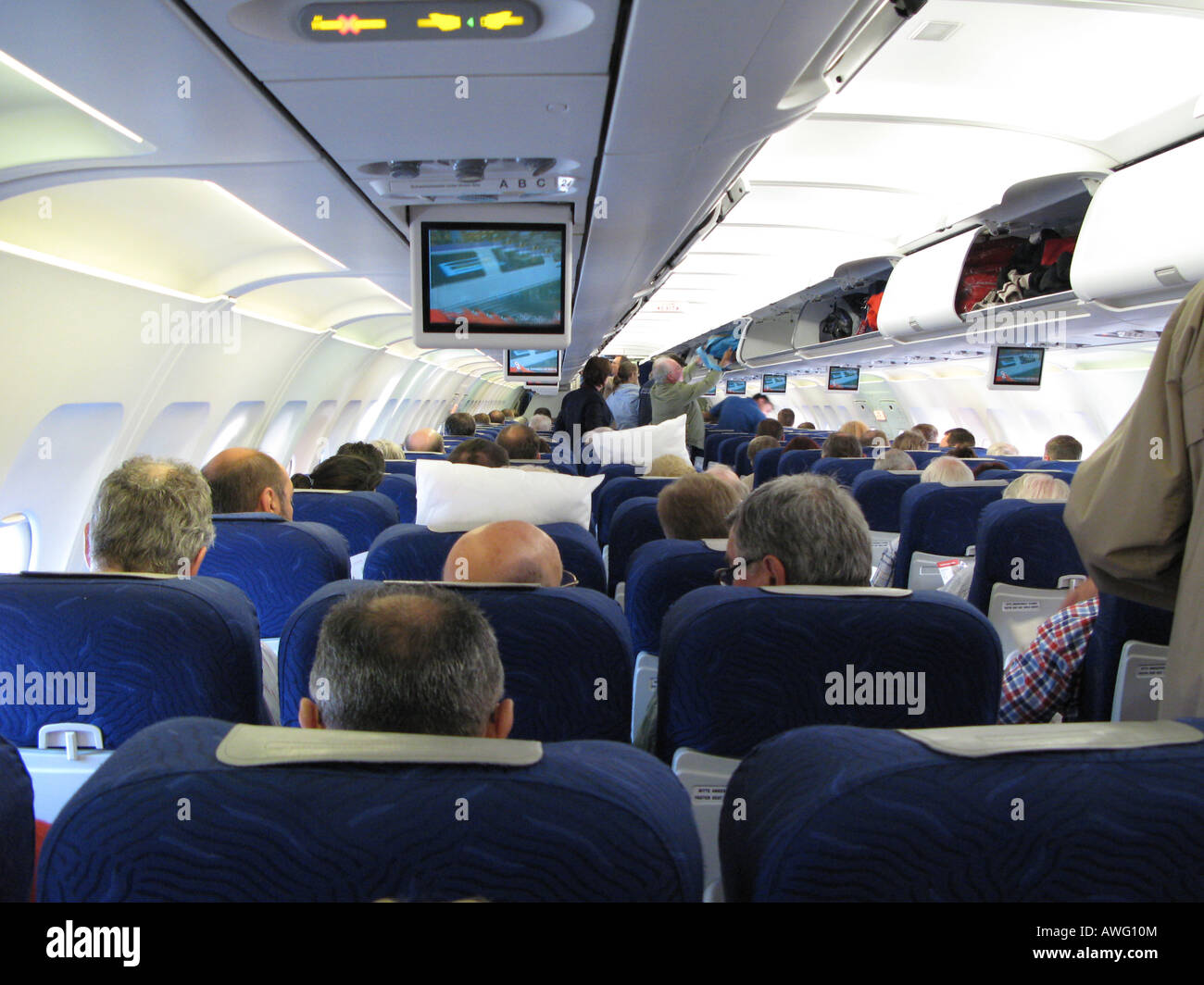 interior view of a modern passenger plane Stock Photo
