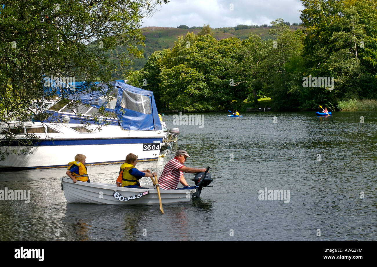 Messing about in boats on the River Leven at Newby Bridge, Lake