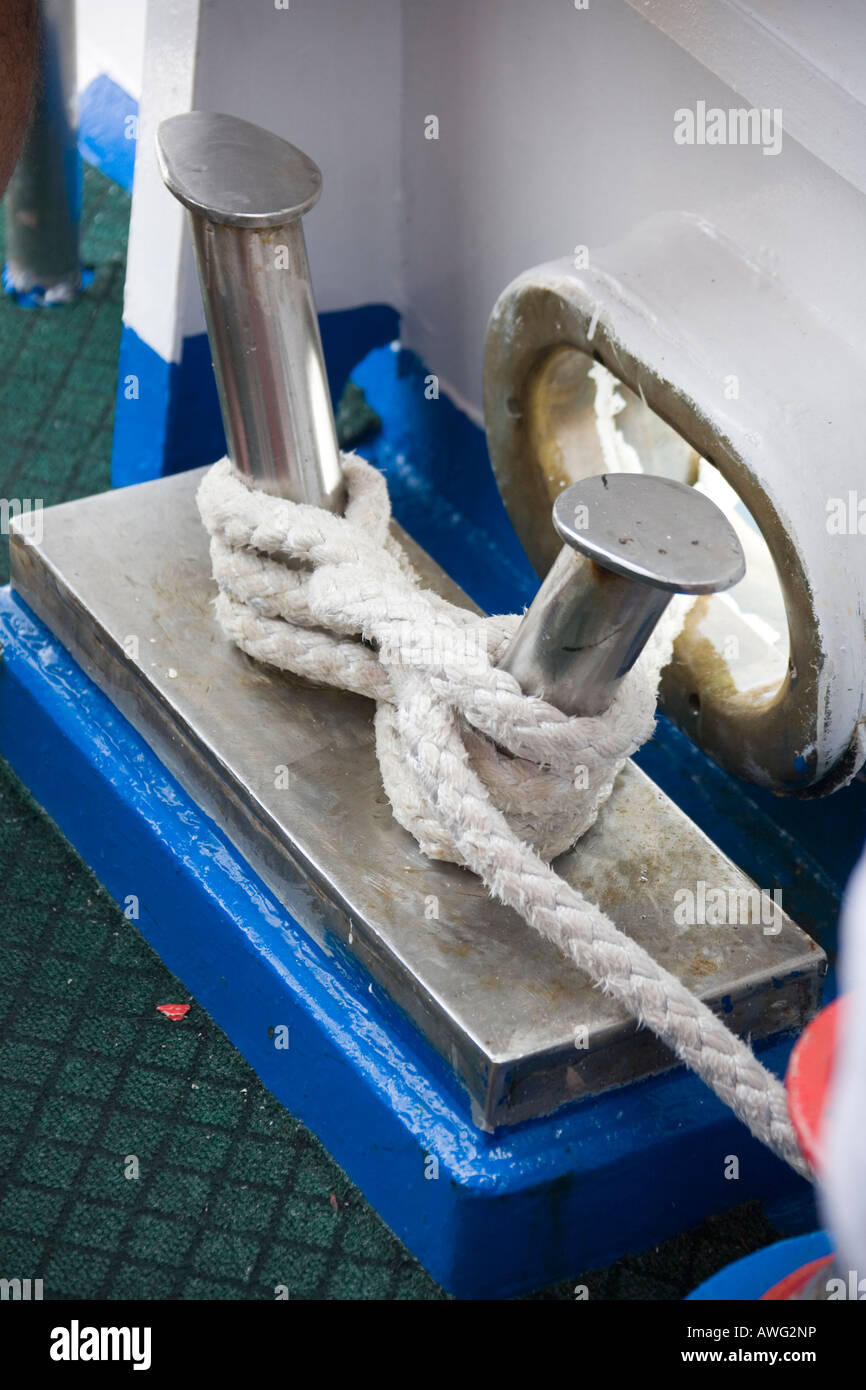 rope fixation of a ship Stock Photo