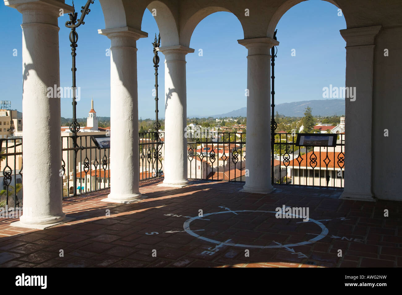 CALIFORNIA Santa Barbara Compass on floor of viewing tower County