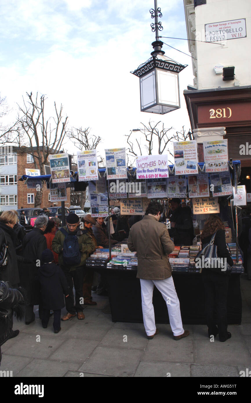 Gift stall Portobello Road Street Market London March 2008 Stock Photo