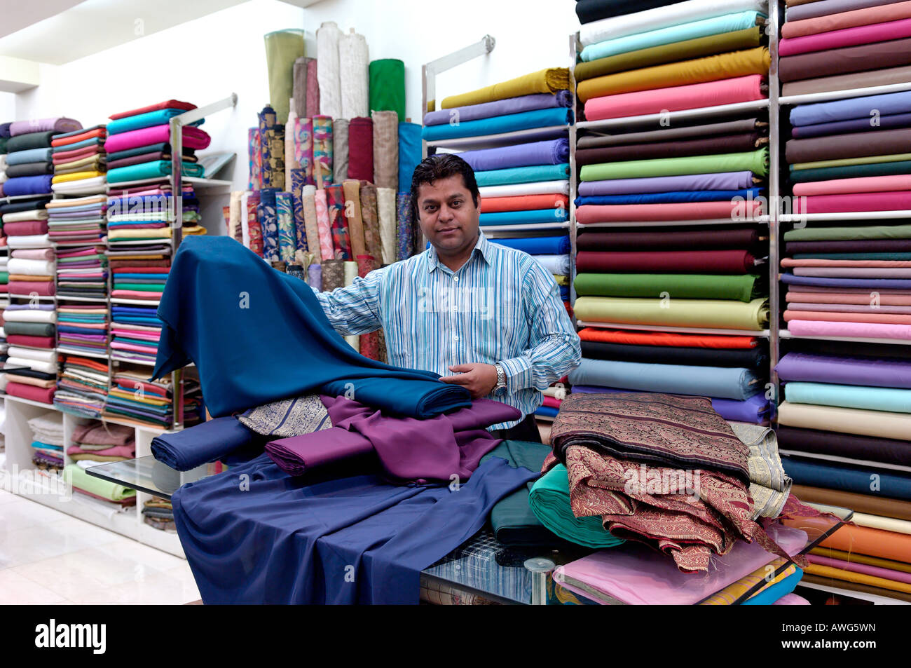 Jaipur Rajasthan India a traditional shop selling fine printed silks