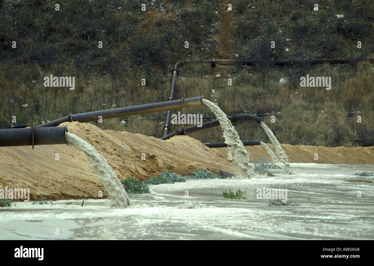 Waste Discharge Pipes from Mercury Production Factory Slovakia Stock Photo