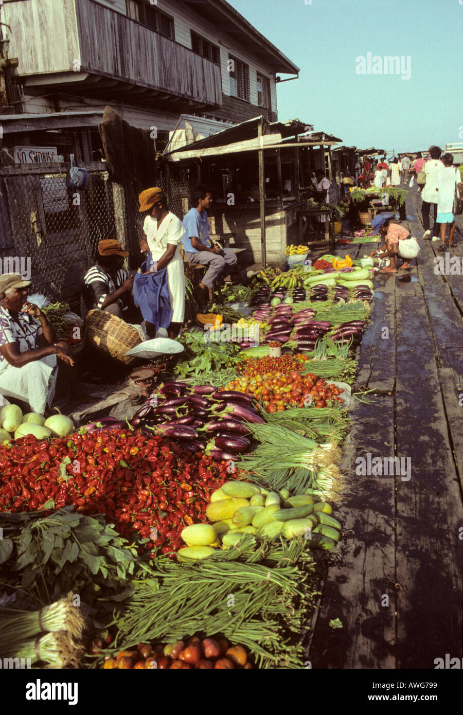Vegetables and fruit for sale Parika Guyana Stock Photo Alamy