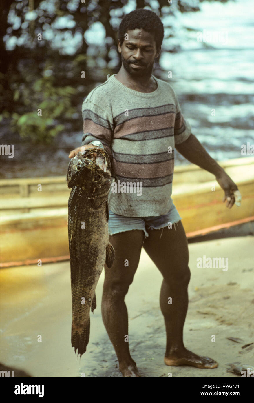 Fisherman and catch Mazaruni River Guyana Stock Photo Alamy