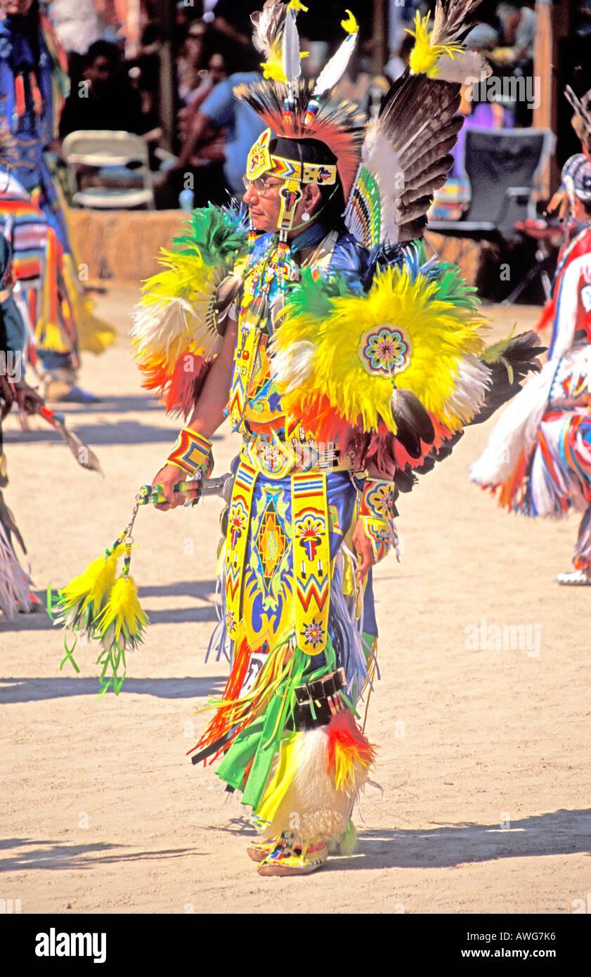 Native north American Indian competition dancer at the Indio Pow Wow