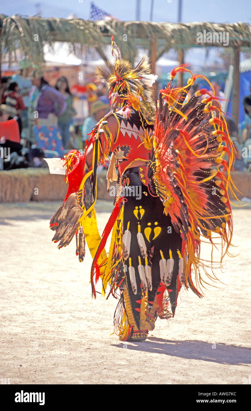 Native north American Indian competition dancer at the Indio Pow Wow