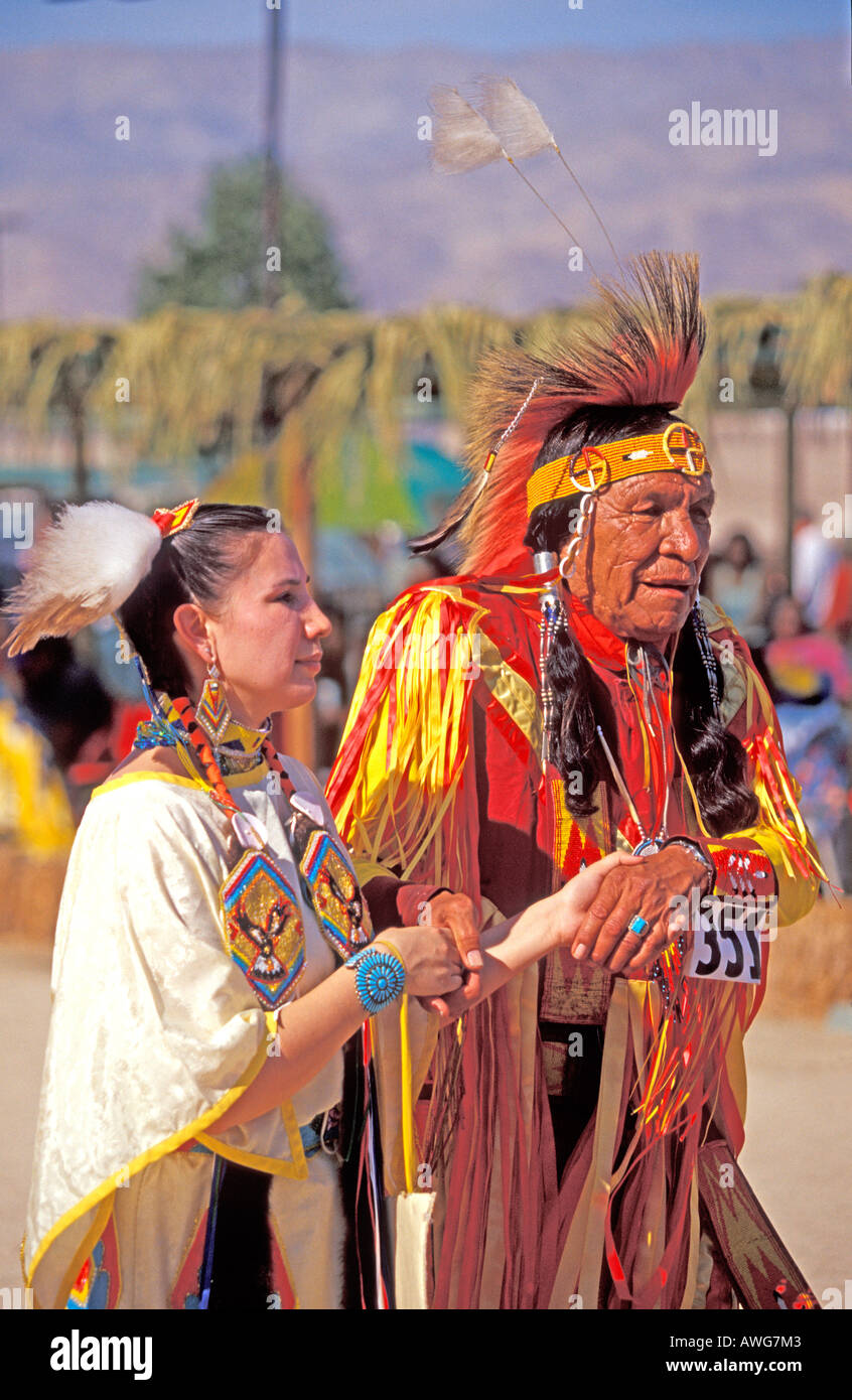 Native north American Indian competition dancers at the Indio Pow Wow ...