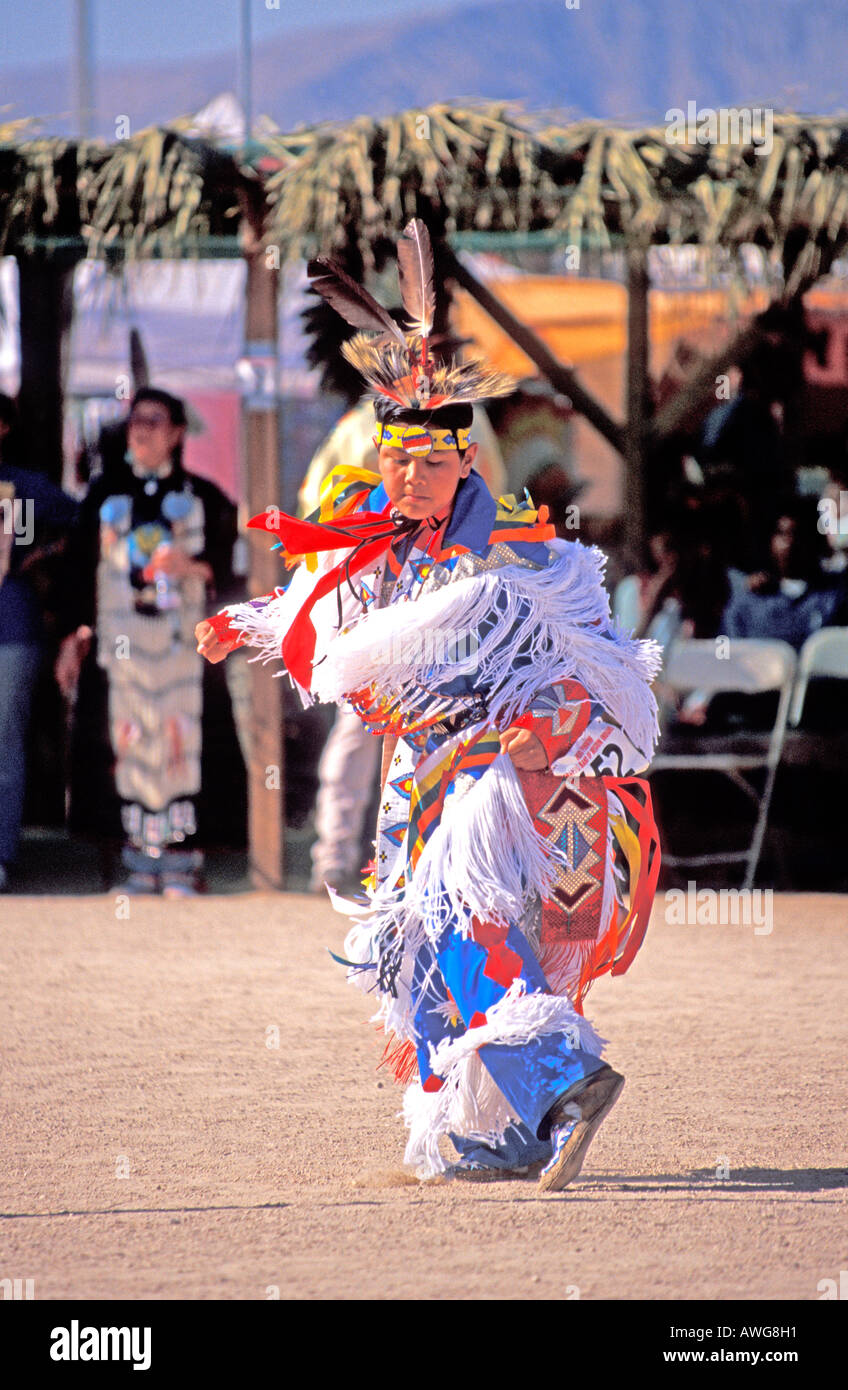 Native north American Indian competition dancer at the Indio Pow Wow