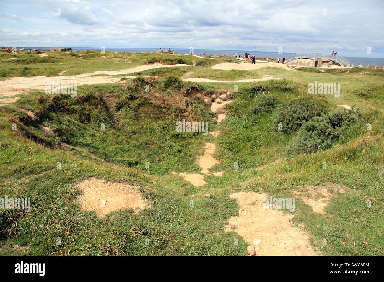A single bomb crater at Pointe du Hoc, Normandy. Bomb craters up to 4m