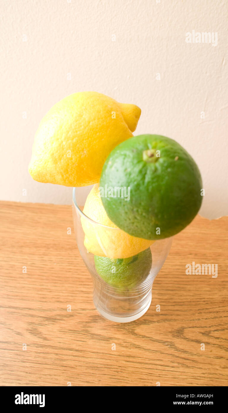 Lemons and Limes in Glass Stock Photo Alamy