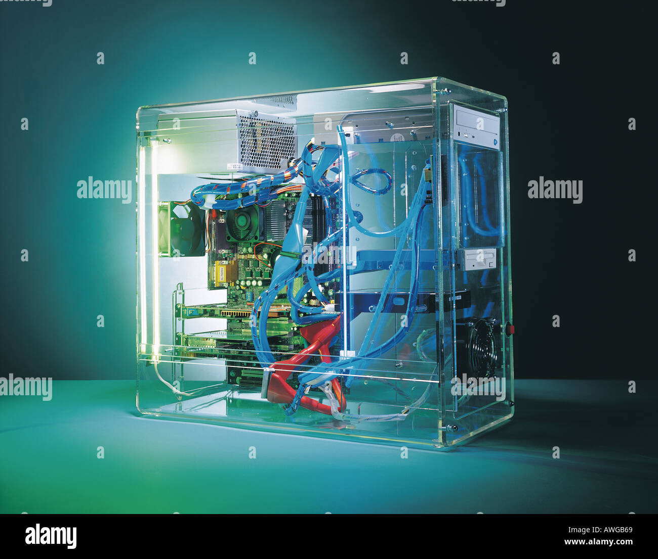 The inside of a computer Stock Photo