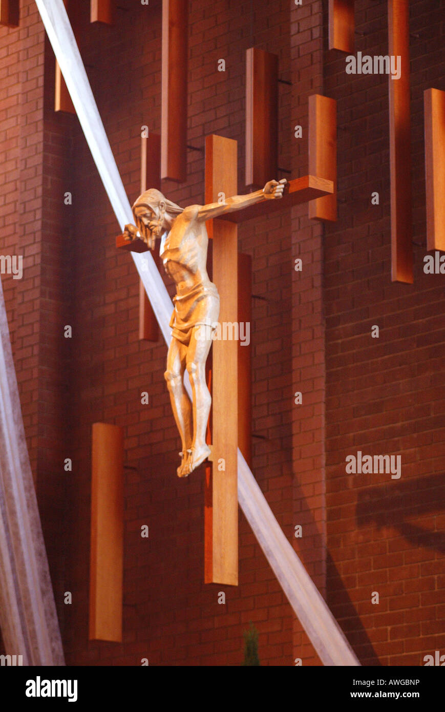 Crucifix at St Angela Merici Catholic Church Brea California USA Stock Photo