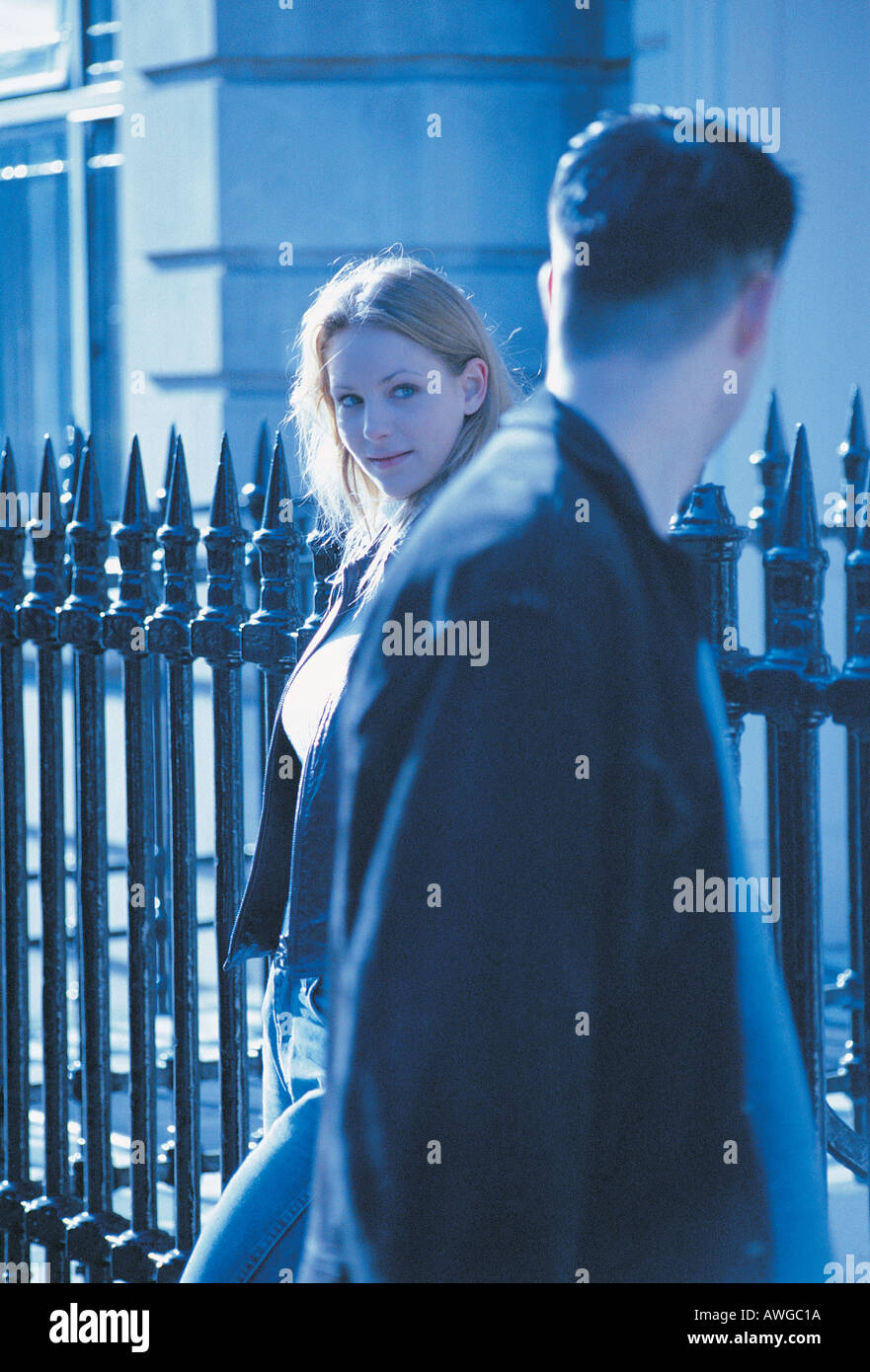 Greeting street man woman hi-res stock photography and images - Alamy