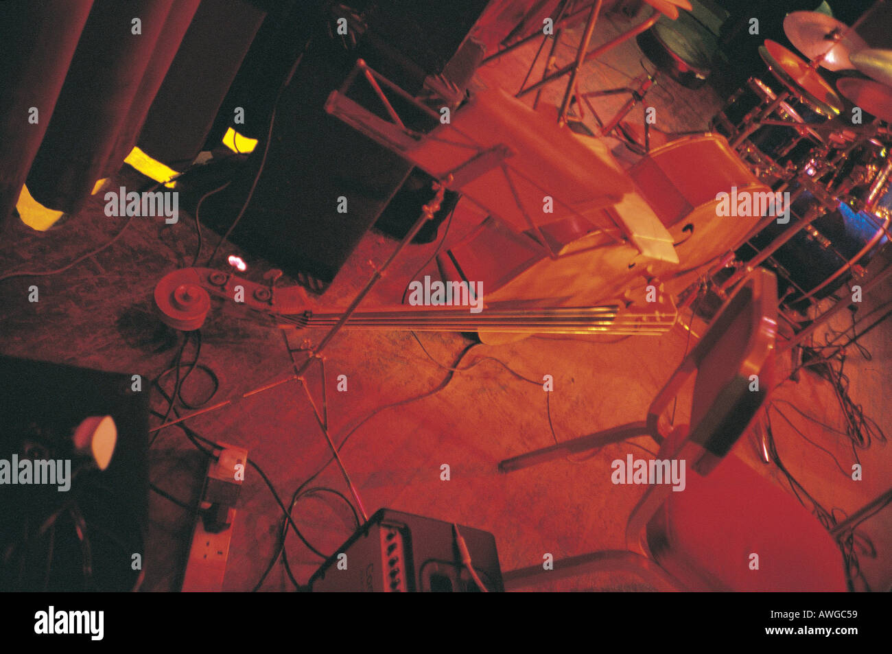 Musical instruments on a stage Stock Photo - Alamy