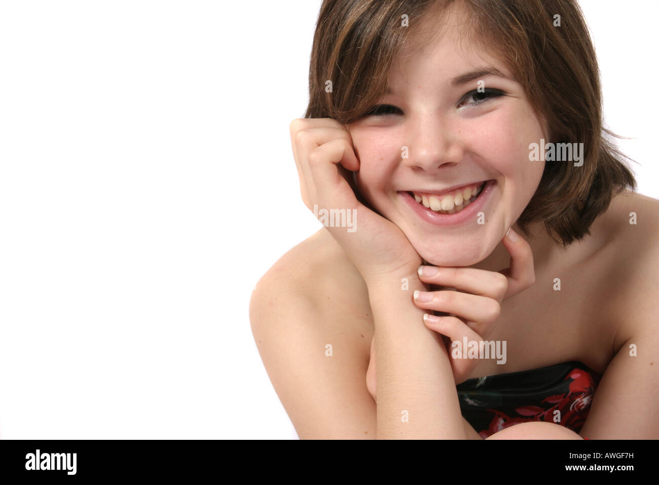 A modern portrait of a thirteen year old girl. Stock Photo