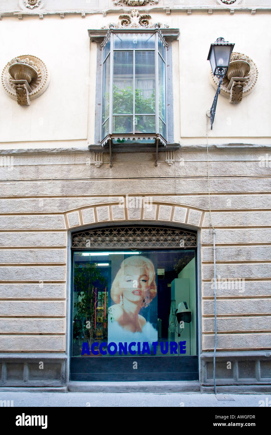 Shop Window Città Bassa Bergamo the lower town in Lombardy Italy Stock Photo