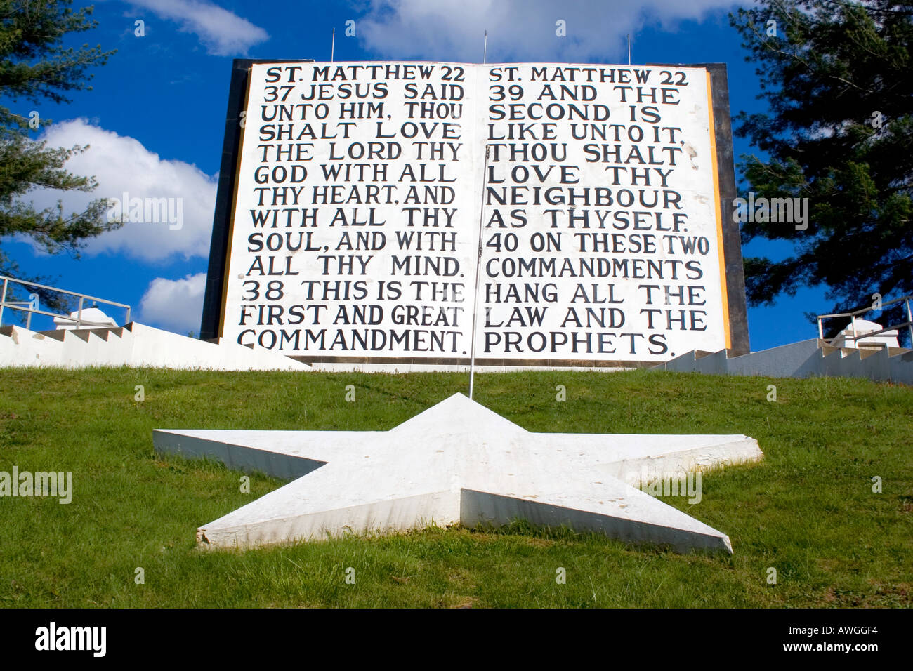 Worlds Largest Ten Commandments in Murphy North Carolina Stock Photo