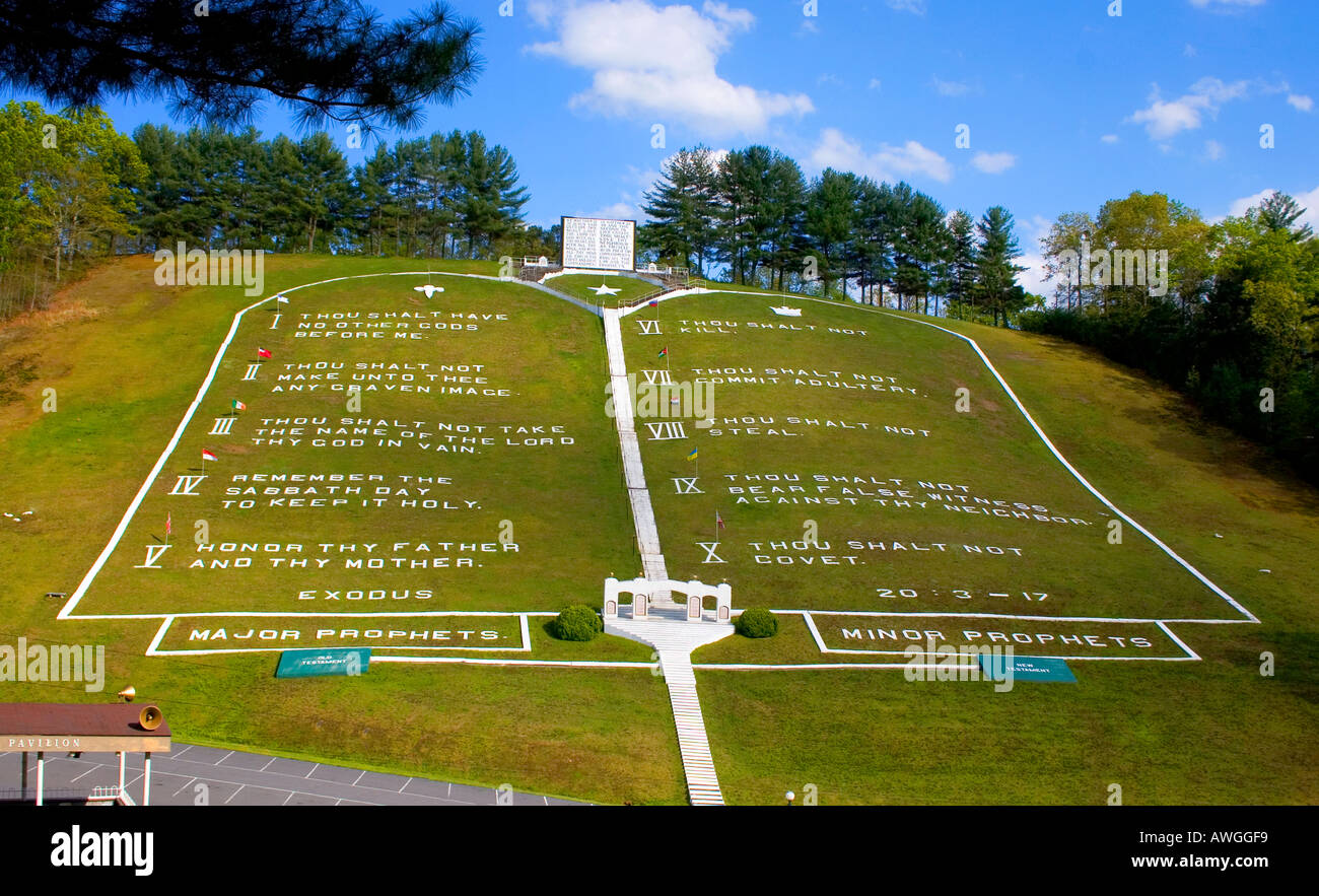 Worlds Largest Ten Commandments in Murphy North Carolina Stock Photo