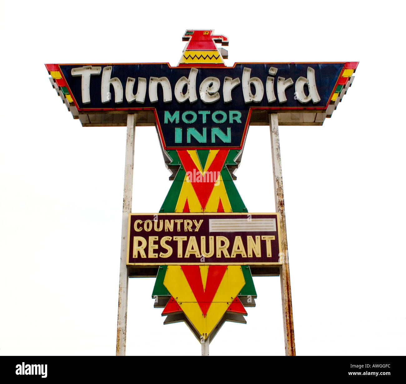 Thunderbird Motor Inn sign located in Florence South Carolina Stock Photo
