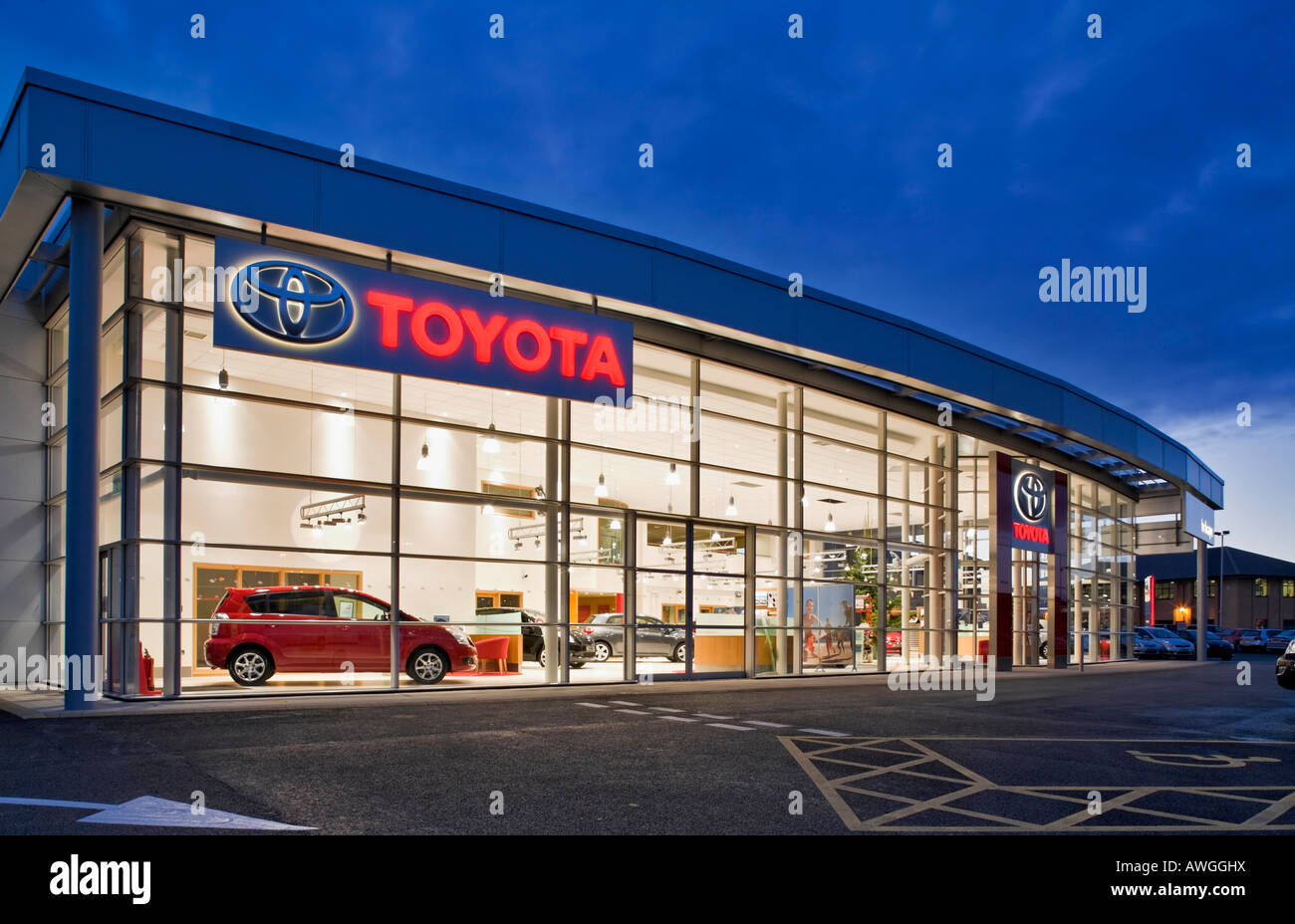 Toyota Car showroom at night Stock Photo Alamy