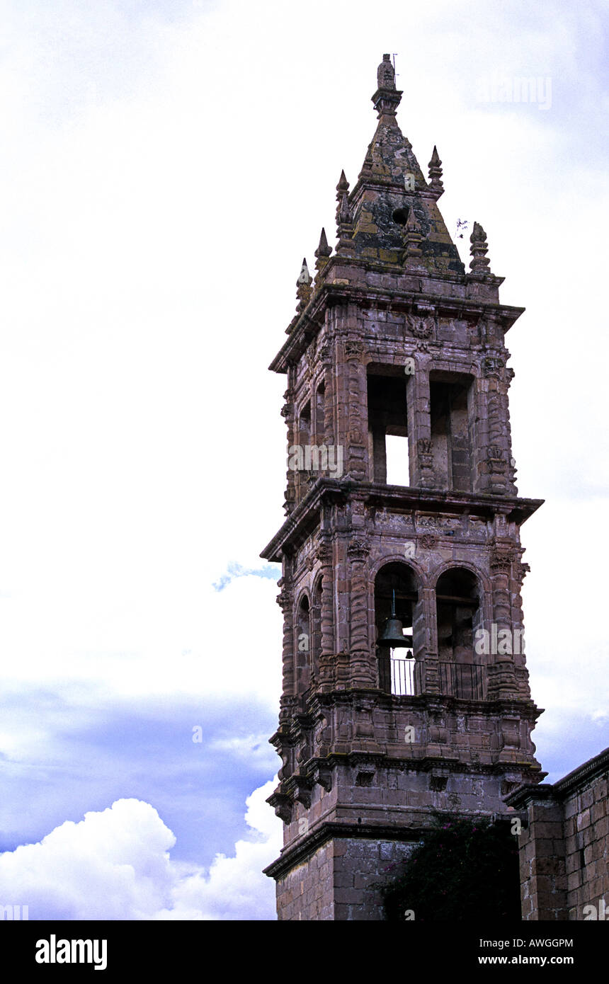 Bell tower of the Parroquia de Sagrario Metropolitano in the Palacio Federal Morelia Michoacan state Mexico Stock Photo