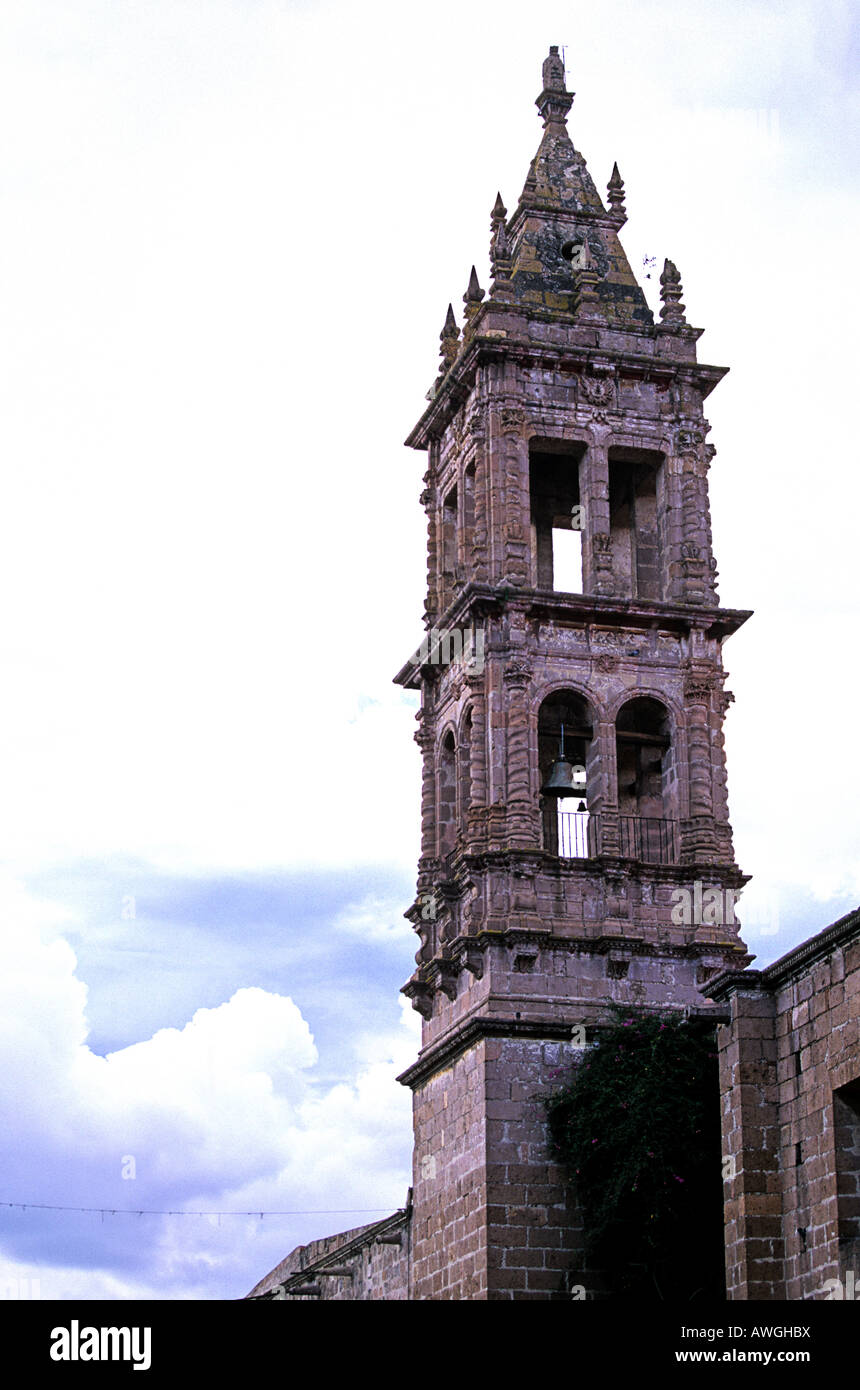 Bell tower of the Parroquia de Sagrario Metropolitano in the Palacio Federal Morelia Michoacan state Mexico Stock Photo